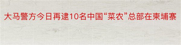 大马警方今日再逮10名中国“菜农”总部在柬埔寨