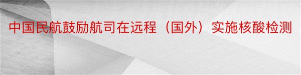 中国民航鼓励航司在远程（国外）实施核酸检测