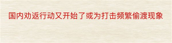 国内劝返行动又开始了或为打击频繁偷渡现象