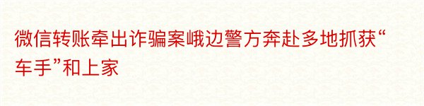 微信转账牵出诈骗案峨边警方奔赴多地抓获“车手”和上家