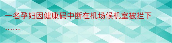 一名孕妇因健康码中断在机场候机室被拦下……