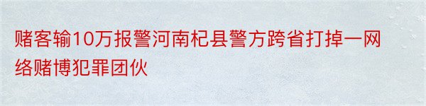 赌客输10万报警河南杞县警方跨省打掉一网络赌博犯罪团伙