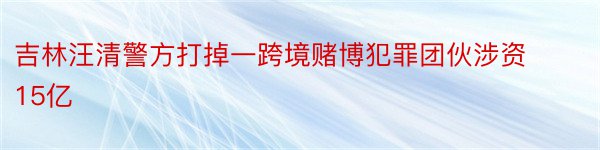 吉林汪清警方打掉一跨境赌博犯罪团伙涉资15亿