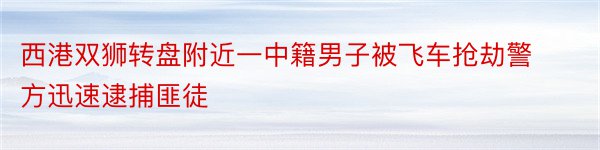 西港双狮转盘附近一中籍男子被飞车抢劫警方迅速逮捕匪徒