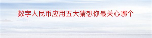 数字人民币应用五大猜想你最关心哪个