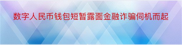 数字人民币钱包短暂露面金融诈骗伺机而起