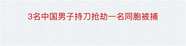 3名中国男子持刀抢劫一名同胞被捕