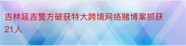 吉林延吉警方破获特大跨境网络赌博案抓获21人