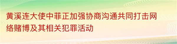 黄溪连大使中菲正加强协商沟通共同打击网络赌博及其相关犯罪活动