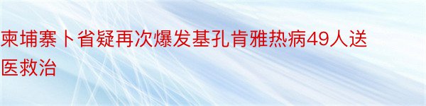 柬埔寨卜省疑再次爆发基孔肯雅热病49人送医救治