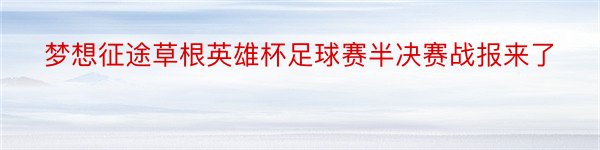 梦想征途草根英雄杯足球赛半决赛战报来了