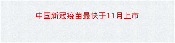 中国新冠疫苗最快于11月上市