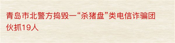 青岛市北警方捣毁一“杀猪盘”类电信诈骗团伙抓19人