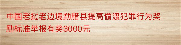 中国老挝老边境勐腊县提高偷渡犯罪行为奖励标准举报有奖3000元