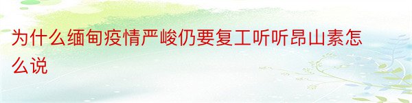 为什么缅甸疫情严峻仍要复工听听昂山素怎么说