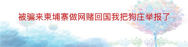 被骗来柬埔寨做网赌回国我把狗庄举报了