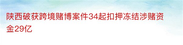 陕西破获跨境赌博案件34起扣押冻结涉赌资金29亿