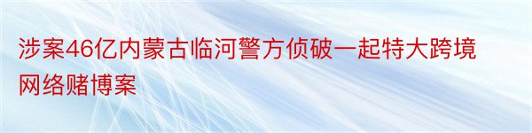 涉案46亿内蒙古临河警方侦破一起特大跨境网络赌博案