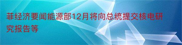 菲经济要闻能源部12月将向总统提交核电研究报告等