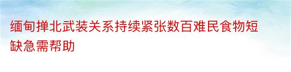 缅甸掸北武装关系持续紧张数百难民食物短缺急需帮助