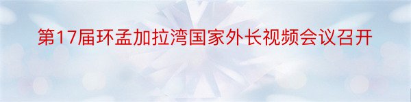 第17届环孟加拉湾国家外长视频会议召开​