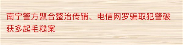 南宁警方聚合整治传销、电信网罗骗取犯警破获多起毛糙案