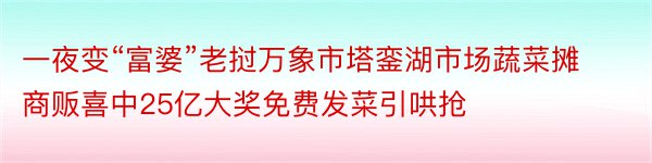 一夜变“富婆”老挝万象市塔銮湖市场蔬菜摊商贩喜中25亿大奖免费发菜引哄抢