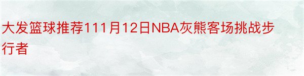 大发篮球推荐111月12日NBA灰熊客场挑战步行者